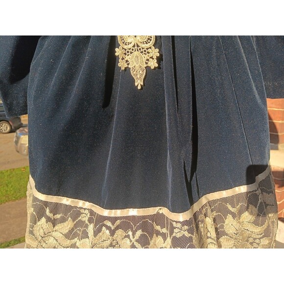 Sz 2T JoLene Girls Vintage 80s Velvet Dress Victorian Style Navy Blue Holiday - Picture 8 of 16